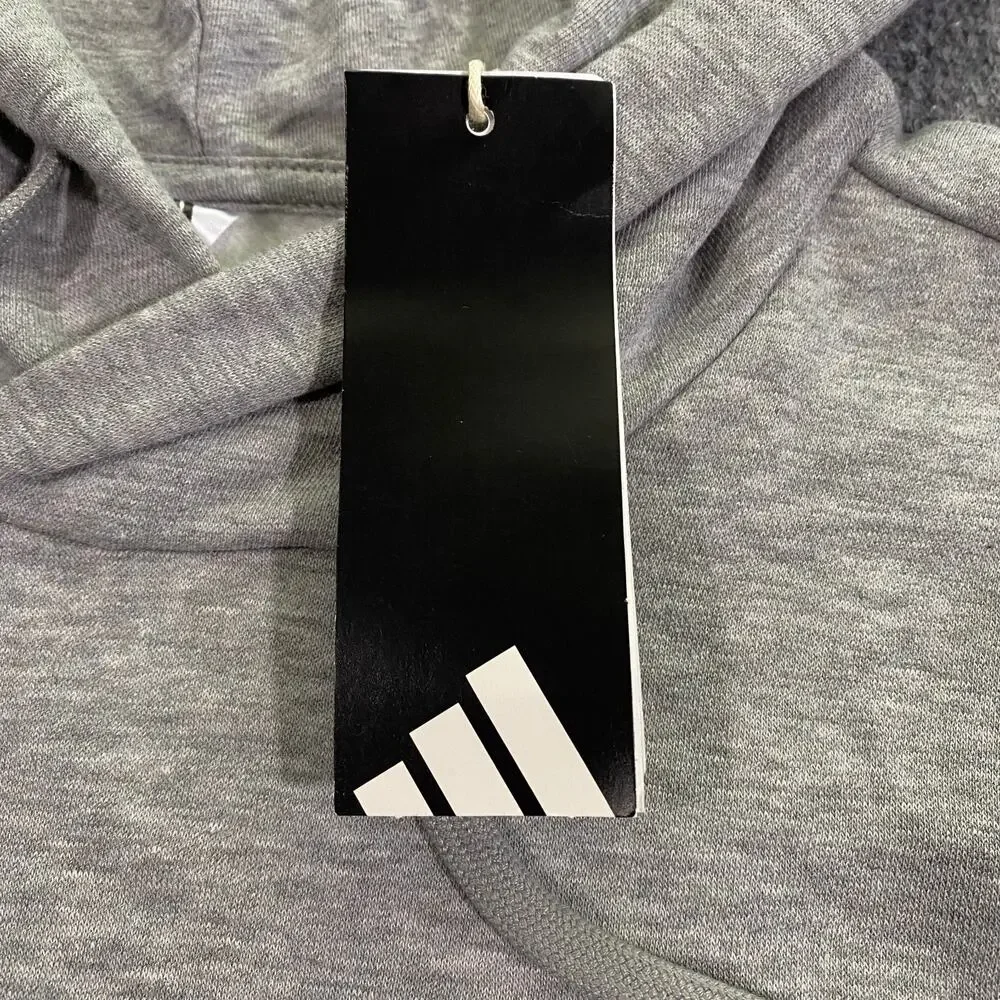 Adidas 3D Retro 70s Striped Logo Hoodie Mens XLT XL Tall Gray Disco Groovy NWT